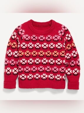 Old Navy Toddler Girls Printed Crew-Neck Sweater (Size: 5T)